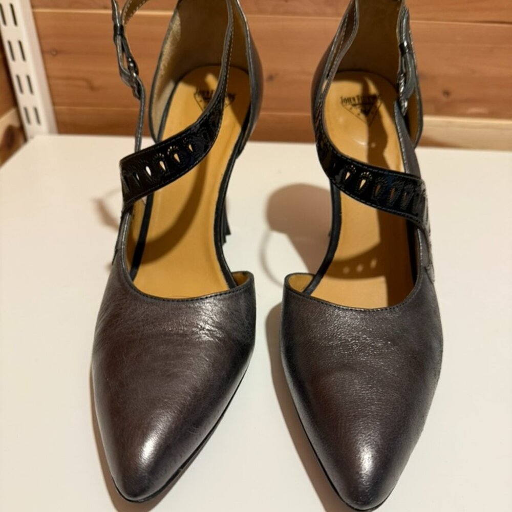 Silver (Dark Grey) Celestial Communication Andromeda, Elegant Ankle Strap Heel.